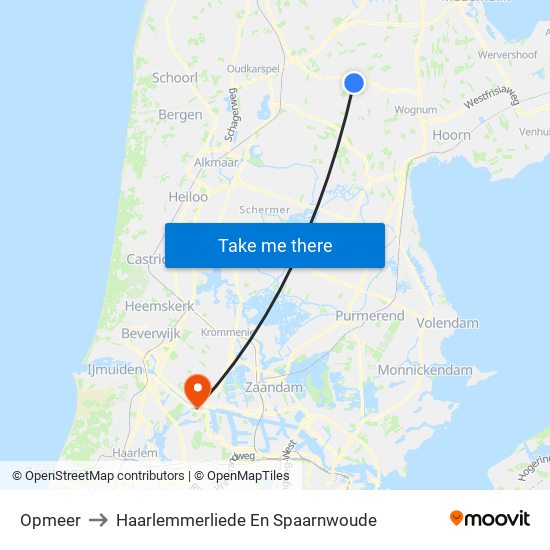 Opmeer to Haarlemmerliede En Spaarnwoude map
