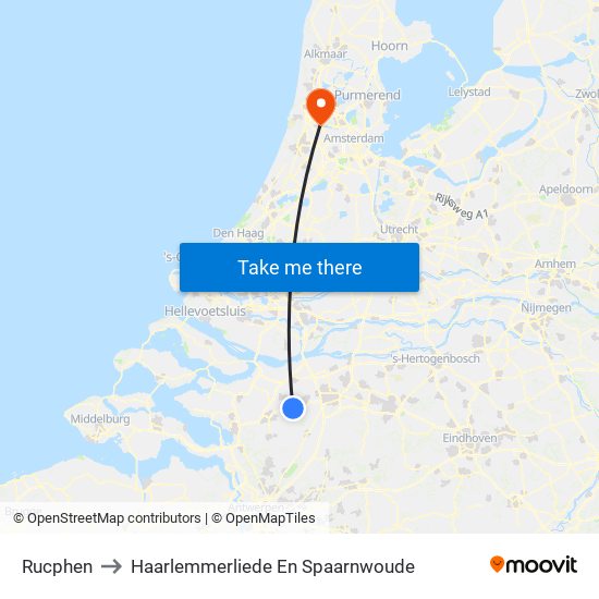 Rucphen to Haarlemmerliede En Spaarnwoude map