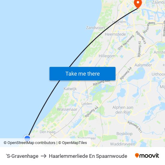 'S-Gravenhage to Haarlemmerliede En Spaarnwoude map