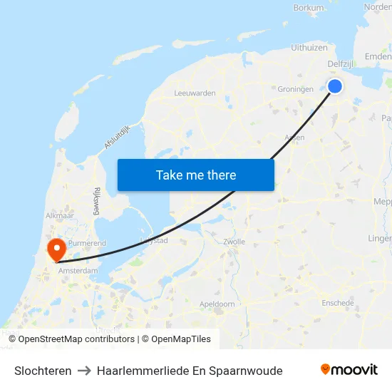 Slochteren to Haarlemmerliede En Spaarnwoude map