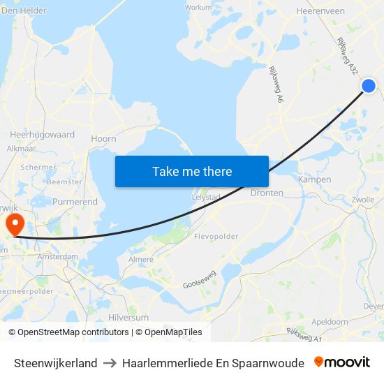 Steenwijkerland to Haarlemmerliede En Spaarnwoude map