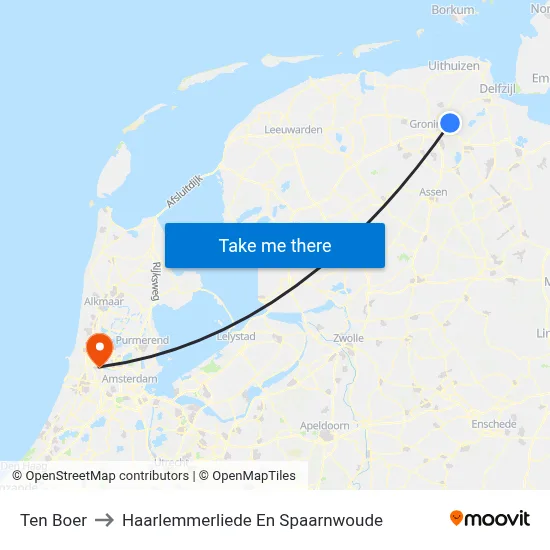 Ten Boer to Haarlemmerliede En Spaarnwoude map