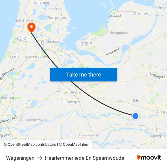 Wageningen to Haarlemmerliede En Spaarnwoude map