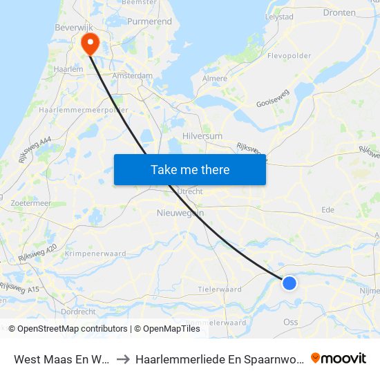 West Maas En Waal to Haarlemmerliede En Spaarnwoude map