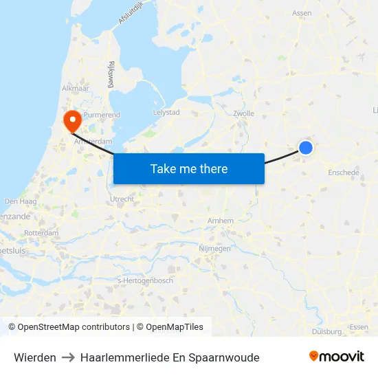 Wierden to Haarlemmerliede En Spaarnwoude map
