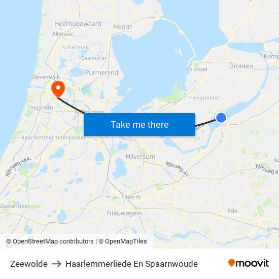 Zeewolde to Haarlemmerliede En Spaarnwoude map