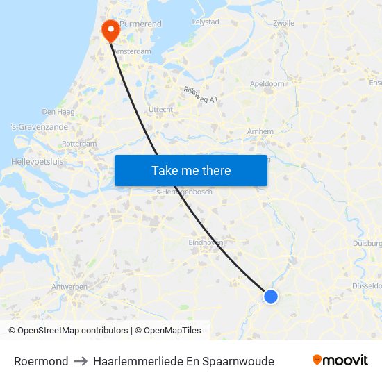 Roermond to Haarlemmerliede En Spaarnwoude map