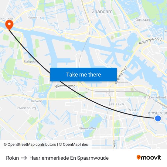 Rokin to Haarlemmerliede En Spaarnwoude map