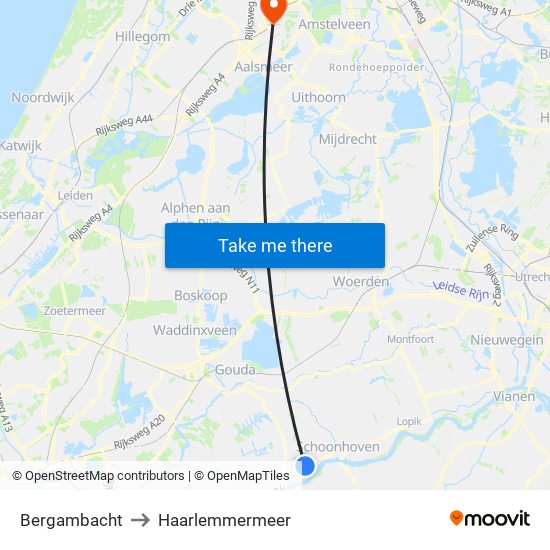 Bergambacht to Haarlemmermeer map