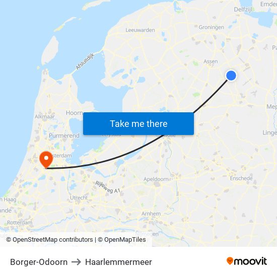 Borger-Odoorn to Haarlemmermeer map