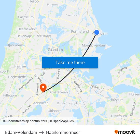 Edam-Volendam to Haarlemmermeer map