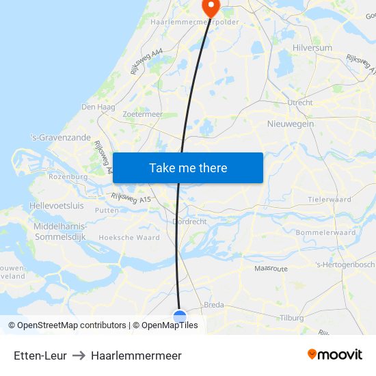 Etten-Leur to Haarlemmermeer map