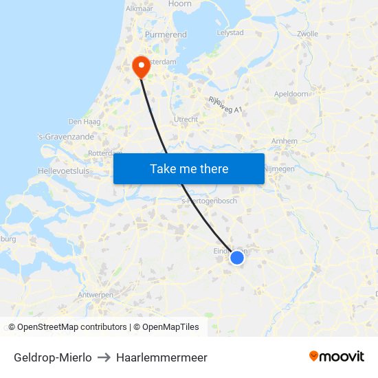 Geldrop-Mierlo to Haarlemmermeer map