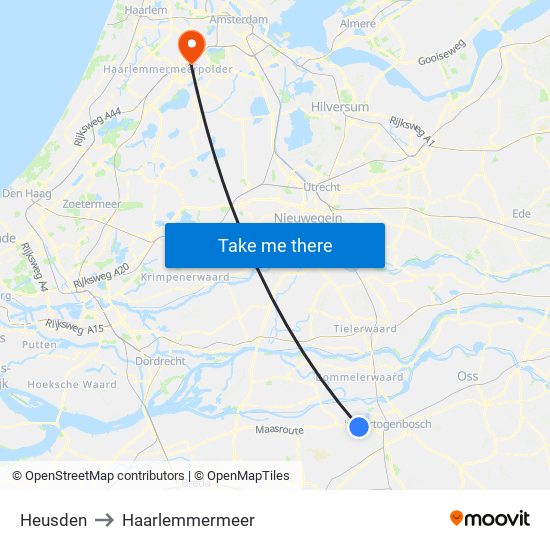 Heusden to Haarlemmermeer map