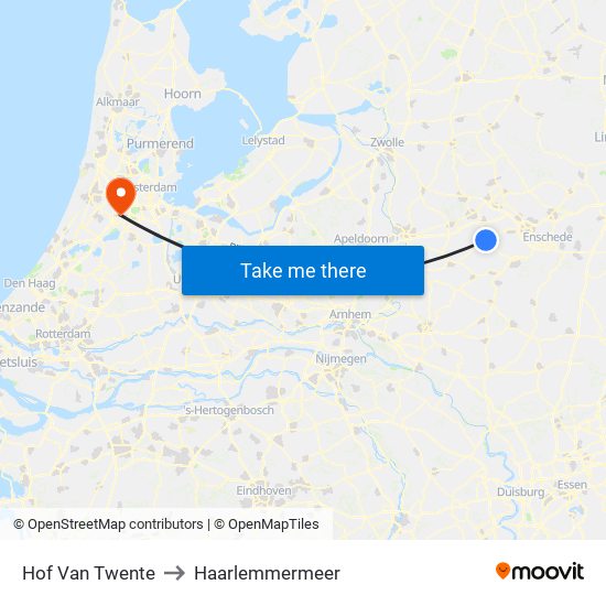 Hof Van Twente to Haarlemmermeer map