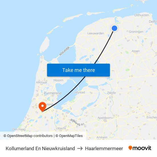 Kollumerland En Nieuwkruisland to Haarlemmermeer map