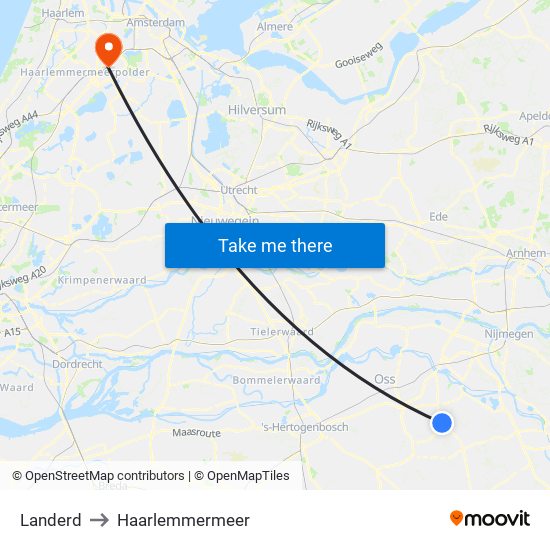 Landerd to Haarlemmermeer map