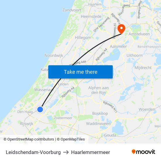 Leidschendam-Voorburg to Haarlemmermeer map