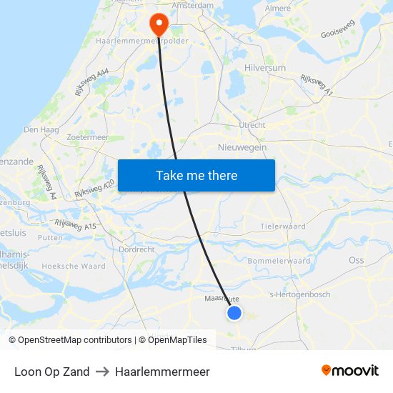 Loon Op Zand to Haarlemmermeer map