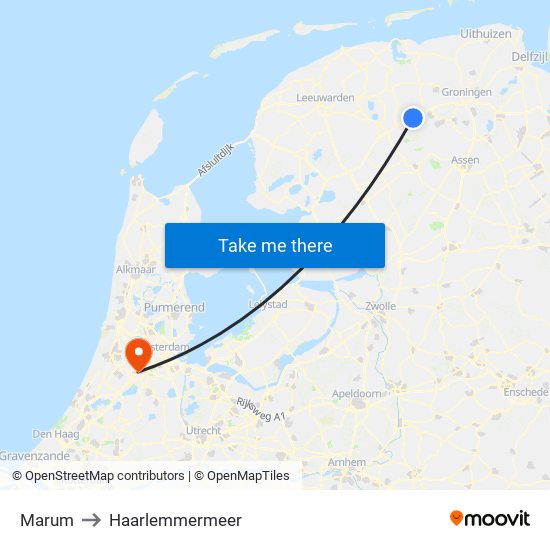 Marum to Haarlemmermeer map