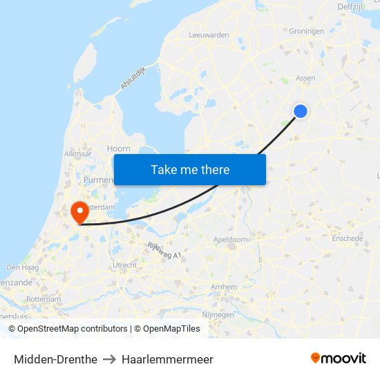 Midden-Drenthe to Haarlemmermeer map