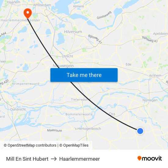 Mill En Sint Hubert to Haarlemmermeer map