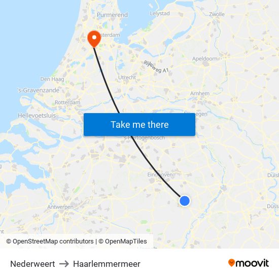 Nederweert to Haarlemmermeer map