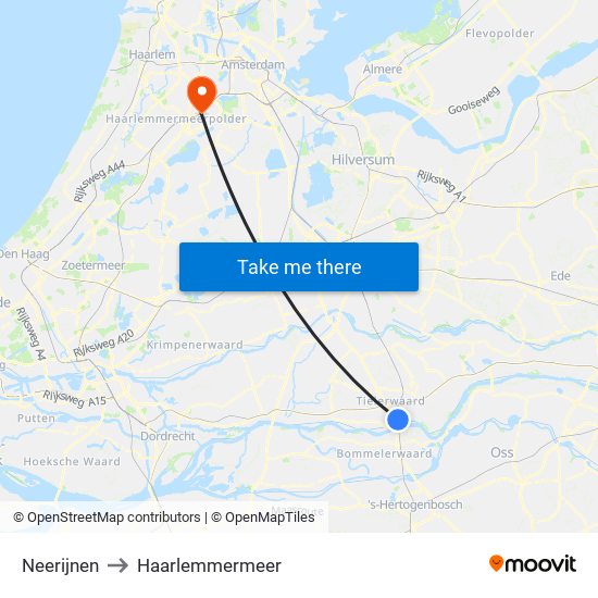 Neerijnen to Haarlemmermeer map