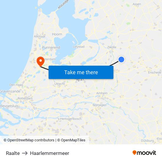 Raalte to Haarlemmermeer map