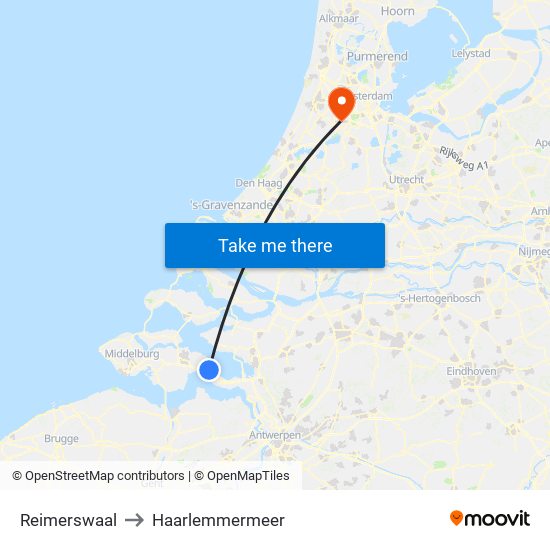 Reimerswaal to Haarlemmermeer map