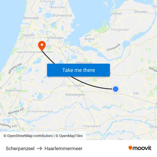 Scherpenzeel to Haarlemmermeer map