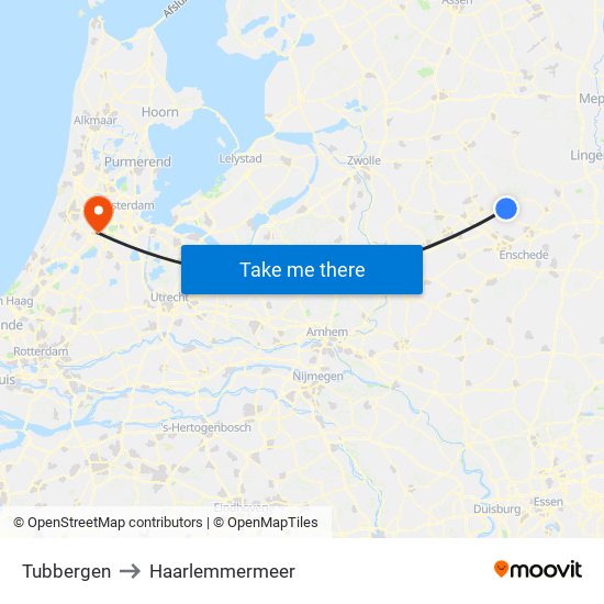 Tubbergen to Haarlemmermeer map