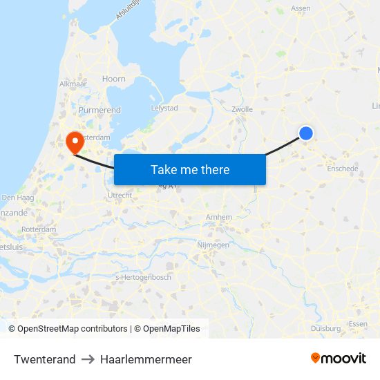 Twenterand to Haarlemmermeer map