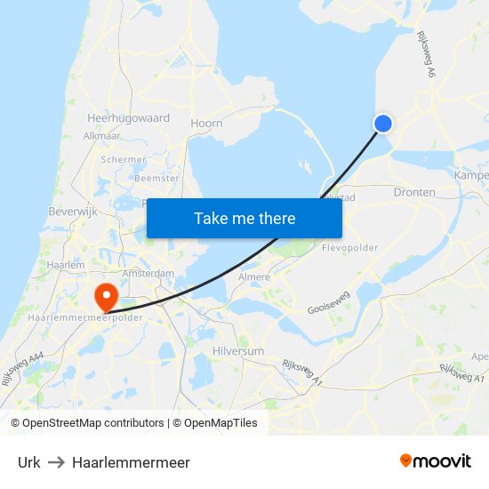 Urk to Haarlemmermeer map