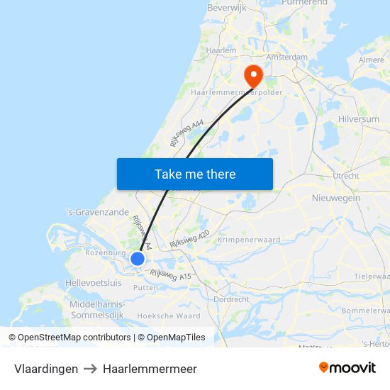 Vlaardingen to Haarlemmermeer map