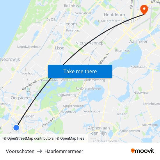 Voorschoten to Haarlemmermeer map