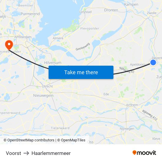 Voorst to Haarlemmermeer map