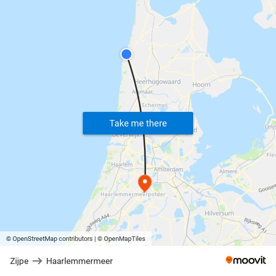 Zijpe to Haarlemmermeer map