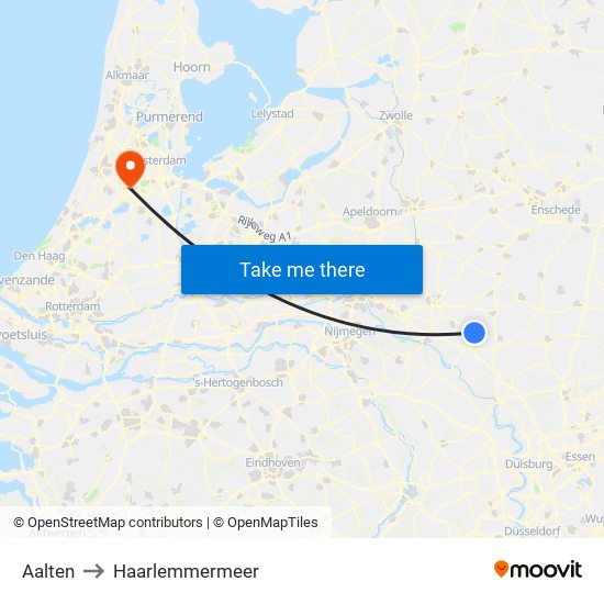 Aalten to Haarlemmermeer map