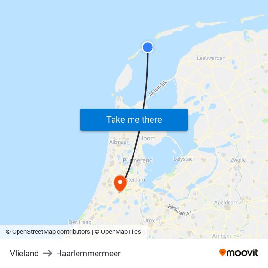 Vlieland to Haarlemmermeer map