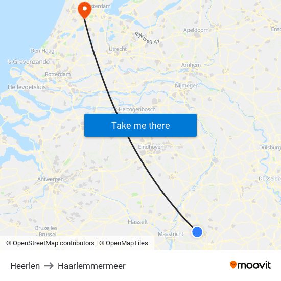 Heerlen to Haarlemmermeer map