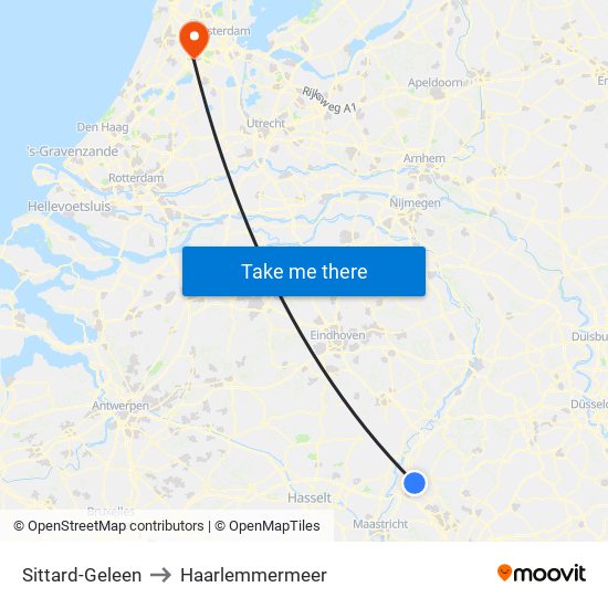 Sittard-Geleen to Haarlemmermeer map