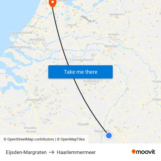 Eijsden-Margraten to Haarlemmermeer map