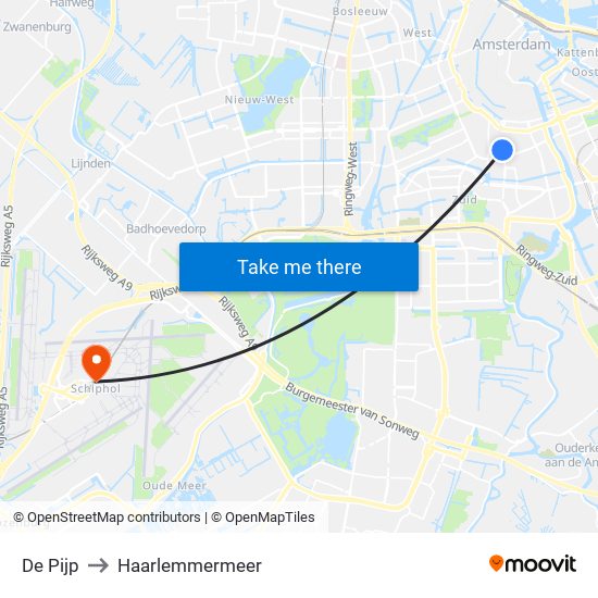 De Pijp to Haarlemmermeer map