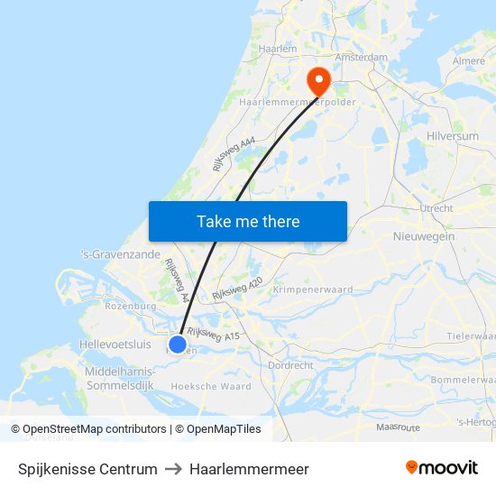 Spijkenisse Centrum to Haarlemmermeer map