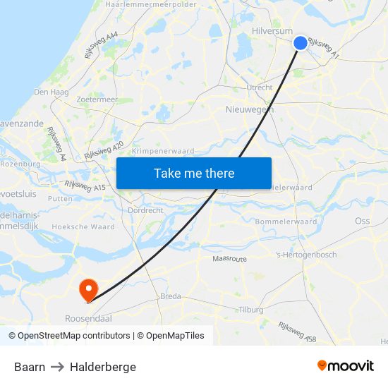 Baarn to Halderberge map