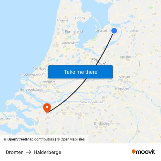 Dronten to Halderberge map