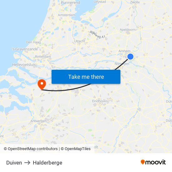 Duiven to Halderberge map