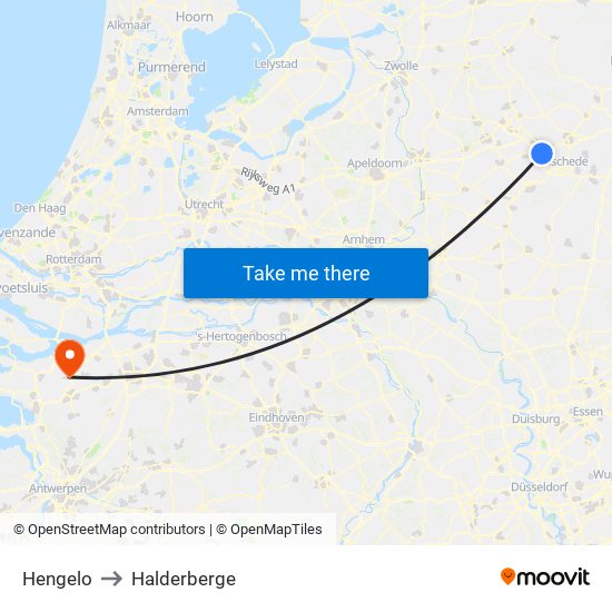 Hengelo to Halderberge map