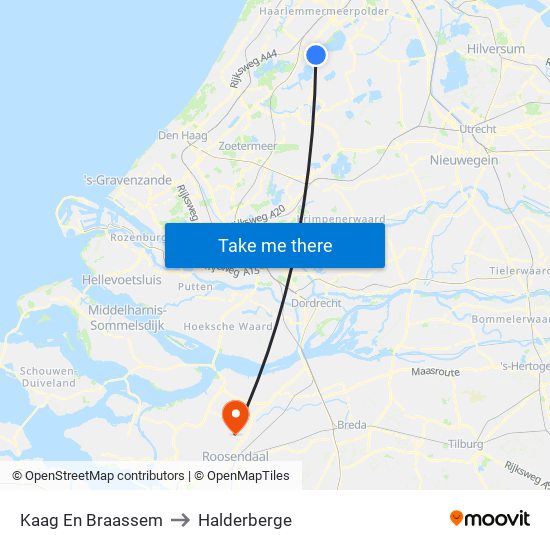 Kaag En Braassem to Halderberge map